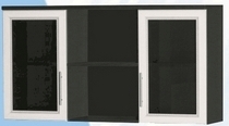 Антресоль большая с двумя стеклодверями ДЛЯ ГОСТИНОЙ АБС-2 Венге/Дуб выбеленный в Черлаке - cherlak.katalogmebeli.com | фото
