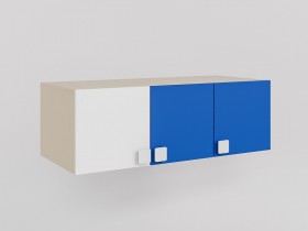 Антресоль на шкаф 3-х створчатый Скай люкс (Синий/Белый/корпус Клен) в Черлаке - cherlak.katalogmebeli.com | фото
