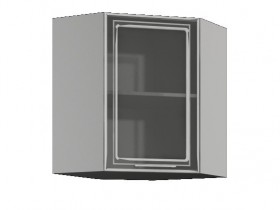 Бетон ШВУС 550*550 Шкаф верхний угловой с одной дверцей со стеклом в Черлаке - cherlak.katalogmebeli.com | фото