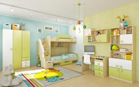 Детская комната Эппл (Зеленый/Белый/корпус Клен) в Черлаке - cherlak.katalogmebeli.com | фото 3