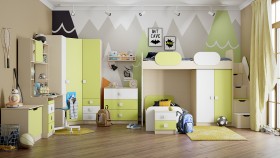 Детская комната Эппл (Зеленый/Белый/корпус Клен) в Черлаке - cherlak.katalogmebeli.com | фото 13