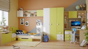 Детская комната Эппл (Зеленый/Белый/корпус Клен) в Черлаке - cherlak.katalogmebeli.com | фото 11