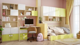 Детская комната Эппл (Зеленый/Белый/корпус Клен) в Черлаке - cherlak.katalogmebeli.com | фото 12