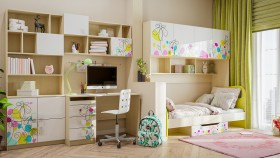 Детская комната Флёр (Белый/корпус Клен) в Черлаке - cherlak.katalogmebeli.com | фото