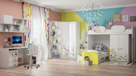Детская комната Флер (Белый/корпус Выбеленное дерево) в Черлаке - cherlak.katalogmebeli.com | фото 3