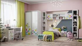 Детская комната Флер (Белый/корпус Выбеленное дерево) в Черлаке - cherlak.katalogmebeli.com | фото