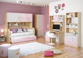 Детская комната Грэйси (Розовый/Серый/корпус Клен) в Черлаке - cherlak.katalogmebeli.com | фото 2
