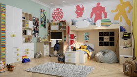 Детская комната Клаксон без машинок (Белый/корпус Клен) в Черлаке - cherlak.katalogmebeli.com | фото 2