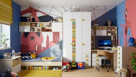 Детская комната Клаксон без машинок (Белый/корпус Клен) в Черлаке - cherlak.katalogmebeli.com | фото