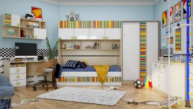 Детская комната Клаксон без машинок (Белый/корпус Клен) в Черлаке - cherlak.katalogmebeli.com | фото 5