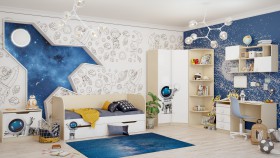 Детская комната Санни (Белый/корпус Клен) в Черлаке - cherlak.katalogmebeli.com | фото 2