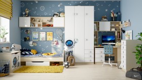 Детская комната Санни (Белый/корпус Клен) в Черлаке - cherlak.katalogmebeli.com | фото