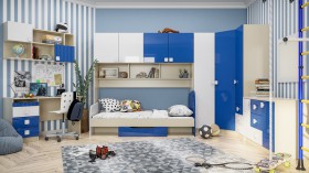 Детская комната Скай Люкс (Синий/Белый/корпус Клен) в Черлаке - cherlak.katalogmebeli.com | фото 3