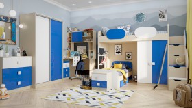 Детская комната Скай Люкс (Синий/Белый/корпус Клен) в Черлаке - cherlak.katalogmebeli.com | фото 5