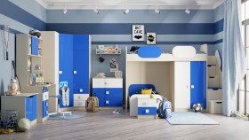 Детская комната Скай Люкс (Синий/Белый/корпус Клен) в Черлаке - cherlak.katalogmebeli.com | фото 7