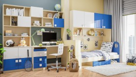 Детская комната Скай Люкс (Синий/Белый/корпус Клен) в Черлаке - cherlak.katalogmebeli.com | фото 9