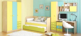 Детская комната Смайли (Желтый/Голубой/Зеленый/корпус Клен) в Черлаке - cherlak.katalogmebeli.com | фото