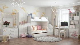 Детская комната Совушки (Белый/корпус Выбеленное дерево) в Черлаке - cherlak.katalogmebeli.com | фото 3