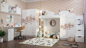 Детская комната Совушки (Белый/корпус Выбеленное дерево) в Черлаке - cherlak.katalogmebeli.com | фото