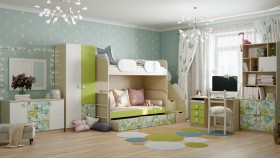 Детская комната Твит (Белый/Зеленый/корпус Клен) в Черлаке - cherlak.katalogmebeli.com | фото 4