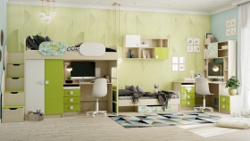 Детская комната Твит (Белый/Зеленый/корпус Клен) в Черлаке - cherlak.katalogmebeli.com | фото 8