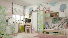 Детская комната Твит (Белый/Зеленый/корпус Клен) в Черлаке - cherlak.katalogmebeli.com | фото
