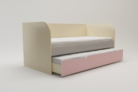 Диван-кровать Грэйси (Розовый/Серый/корпус Клен) в Черлаке - cherlak.katalogmebeli.com | фото 2