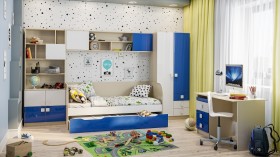 Диван-кровать Скай люкс (Синий/Белый/корпус Клен) в Черлаке - cherlak.katalogmebeli.com | фото 2