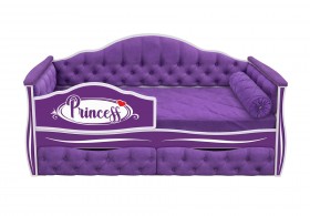 Кровать 160 серии Иллюзия 2 ящика 32 Фиолетовый (мягкие боковые накладки/подушка валик) в Черлаке - cherlak.katalogmebeli.com | фото