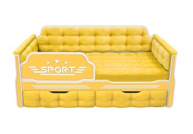 Кровать 160 серии Спорт 2 ящика 74 Жёлтый (мягкие боковые накладки) в Черлаке - cherlak.katalogmebeli.com | фото