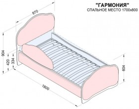 Кровать 170 Гармония 45 Серый (мягкий бортик) в Черлаке - cherlak.katalogmebeli.com | фото 2
