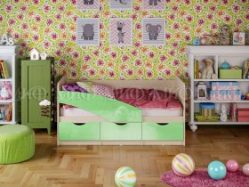 Кровать Бабочки 1,6м (Салатовый металлик) в Черлаке - cherlak.katalogmebeli.com | фото