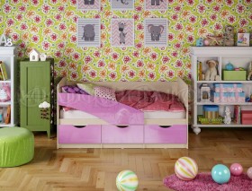 Кровать Бабочки 1,6м (Сиреневый металлик) в Черлаке - cherlak.katalogmebeli.com | фото