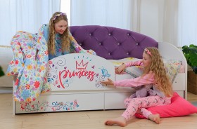 Кровать детская Эльза с бортиком Принцесса Белый/Фиолетовый в Черлаке - cherlak.katalogmebeli.com | фото