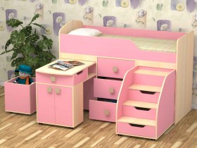 Кровать детская Фея 1.6 Дуб молочный/Розовый в Черлаке - cherlak.katalogmebeli.com | фото 1
