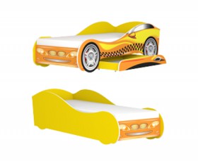 Кровать одноместная Авто-3-2 с ящиком эко (без матраса) с рисунком Такси Желтый в Черлаке - cherlak.katalogmebeli.com | фото 4