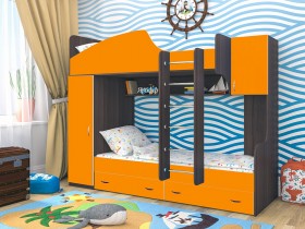 Кровать двухъярусная Юниор-2 Бодего/Оранжевый в Черлаке - cherlak.katalogmebeli.com | фото