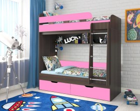 Кровать двухъярусная Юниор-5  Бодего/Розовый в Черлаке - cherlak.katalogmebeli.com | фото