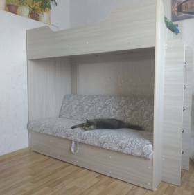 Кровать двухъярусная с диваном (Беленый дуб) в Черлаке - cherlak.katalogmebeli.com | фото