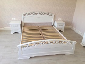 Кровать Грация-1 из массива сосны 1600*2000 Белый античный в Черлаке - cherlak.katalogmebeli.com | фото 9