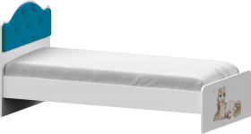 Кровать Каспер с мягкой спинкой и фотопечатью (800х1900)  Белый/Бирюза в Черлаке - cherlak.katalogmebeli.com | фото