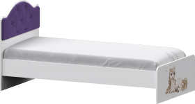 Кровать Каспер с мягкой спинкой и фотопечатью (800х1900)Белый/Фиолетовый в Черлаке - cherlak.katalogmebeli.com | фото