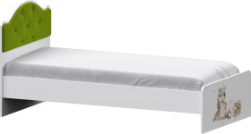 Кровать Каспер с мягкой спинкой и фотопечатью (800х1900)Белый/Лайм в Черлаке - cherlak.katalogmebeli.com | фото 1