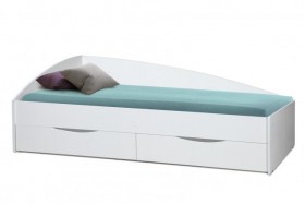 Кровать одинарная "Фея - 3" (асимметричная) (2000х900) New/(белый / белый / ДВПО белый) в Черлаке - cherlak.katalogmebeli.com | фото