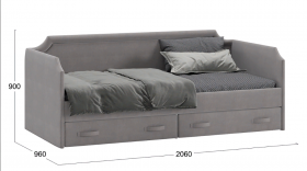 Кровать с мягкой обивкой и ящиками «Кантри» Тип 1 (900) (Велюр Светло-серый) в Черлаке - cherlak.katalogmebeli.com | фото 3