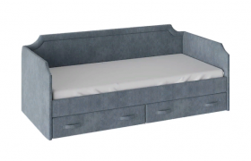 Кровать с мягкой обивкой и ящиками «Кантри» Тип 1 (900) (Замша синяя) в Черлаке - cherlak.katalogmebeli.com | фото