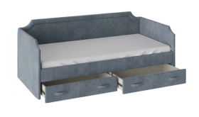 Кровать с мягкой обивкой и ящиками «Кантри» Тип 1 (900) (Замша синяя) в Черлаке - cherlak.katalogmebeli.com | фото 2