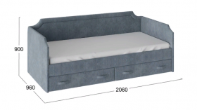 Кровать с мягкой обивкой и ящиками «Кантри» Тип 1 (900) (Замша синяя) в Черлаке - cherlak.katalogmebeli.com | фото 3