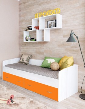 Кровать с выкатными ящиками Винтерберг/Оранжевый в Черлаке - cherlak.katalogmebeli.com | фото