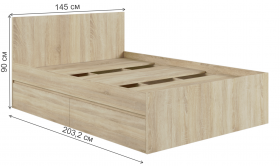 Кровать с ящиками К1.4М Мадера Сонома в Черлаке - cherlak.katalogmebeli.com | фото 2
